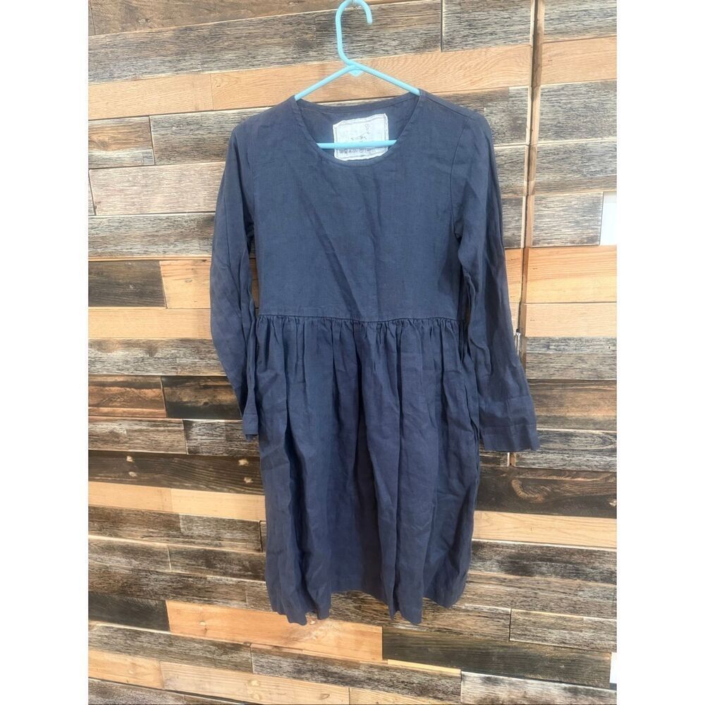 NotPerfectLinen boho lagenlook Emilie midi dress charcoal blue size XS